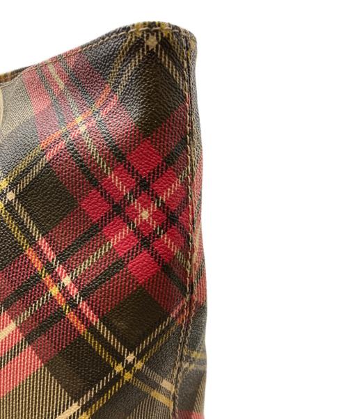 Vivienne Westwood（ヴィヴィアンウエストウッド）Vivienne Westwood (ヴィヴィアンウエストウッド) PVCチェックトートバッグ/ヴィヴィアンウエストウッド アイボリー×レッドの古着・服飾アイテム