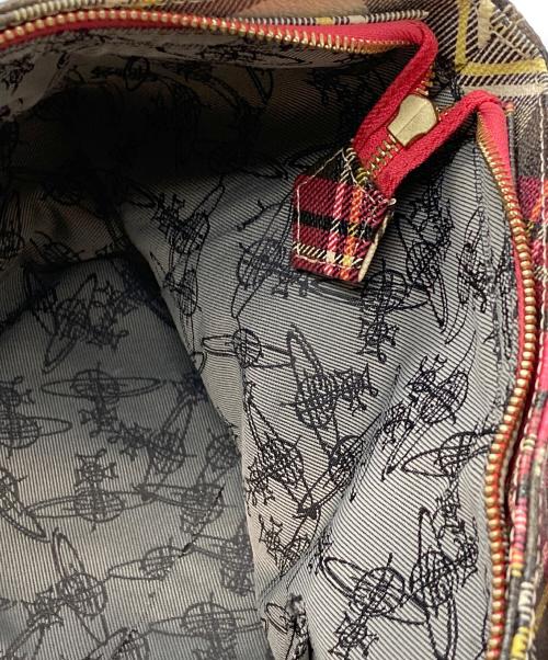 Vivienne Westwood（ヴィヴィアンウエストウッド）Vivienne Westwood (ヴィヴィアンウエストウッド) PVCチェックトートバッグ/ヴィヴィアンウエストウッド アイボリー×レッドの古着・服飾アイテム