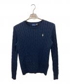 POLO RALPH LAURENポロ・ラルフローレン）の古着「ポニーロゴケーブルニット/ポロ・ラルフローレン」｜ネイビー