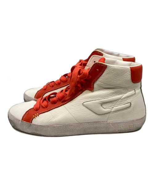 DIESEL（ディーゼル）DIESEL (ディーゼル) ハイカットスニーカー　ディーゼル　 ホワイト×レッド サイズ:26.5cmの古着・服飾アイテム