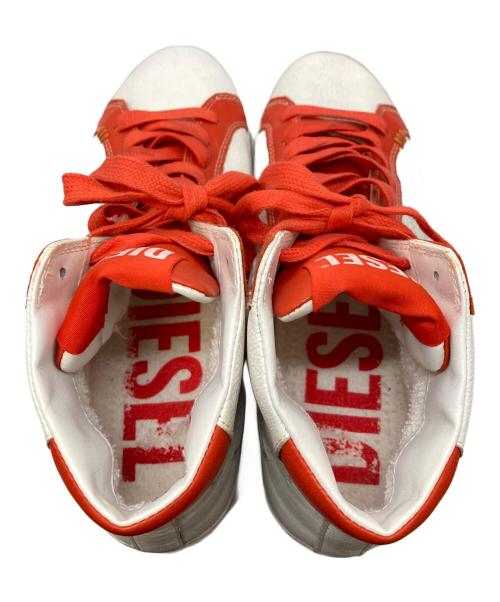 DIESEL（ディーゼル）DIESEL (ディーゼル) ハイカットスニーカー　ディーゼル　 ホワイト×レッド サイズ:26.5cmの古着・服飾アイテム