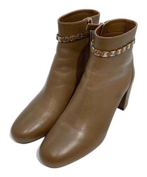 Salvatore Ferragamo（サルヴァトーレ フェラガモ）Salvatore Ferragamo (サルヴァトーレ フェラガモ) チェーンショートブーツ　サルヴァトーレ フェラガモ ブラウン サイズ:5 1/2の古着・服飾アイテム