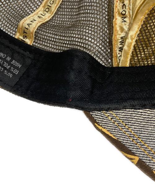 CHRISTIAN AUDIGER（クリスチャンオードジェ）CHRISTIAN AUDIGER (クリスチャンオードジェ) スカルメッシュキャップ　クリスチャンオードジェ ブラウン×イエローの古着・服飾アイテム