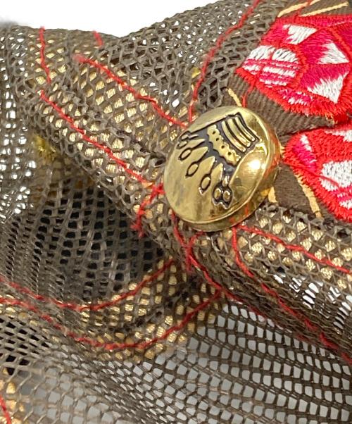 CHRISTIAN AUDIGER（クリスチャンオードジェ）CHRISTIAN AUDIGER (クリスチャンオードジェ) スカルメッシュキャップ　クリスチャンオードジェ ブラウン×イエローの古着・服飾アイテム