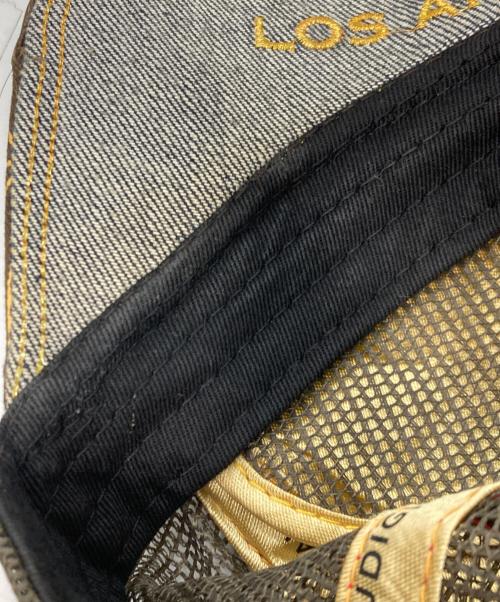 CHRISTIAN AUDIGER（クリスチャンオードジェ）CHRISTIAN AUDIGER (クリスチャンオードジェ) スカルメッシュキャップ　クリスチャンオードジェ ブラウン×イエローの古着・服飾アイテム