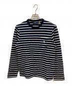 POLO RALPH LAURENポロ・ラルフローレン）の古着「ポニーロゴボーダーカットソー　ポロ・ラルフローレン」｜ネイビー