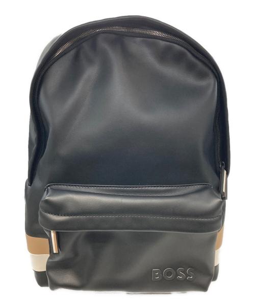 HUGO BOSS（ヒューゴ ボス）HUGO BOSS (ヒューゴ ボス) シグネチャーストライプフェイクレザーバックパック　ヒューゴ ボス　 ブラックの古着・服飾アイテム
