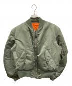 ALPHAアルファ）の古着「MA-1ジャケット アルファ  90S IDEALZIP MIL-J-82790E」｜カーキ×オレンジ