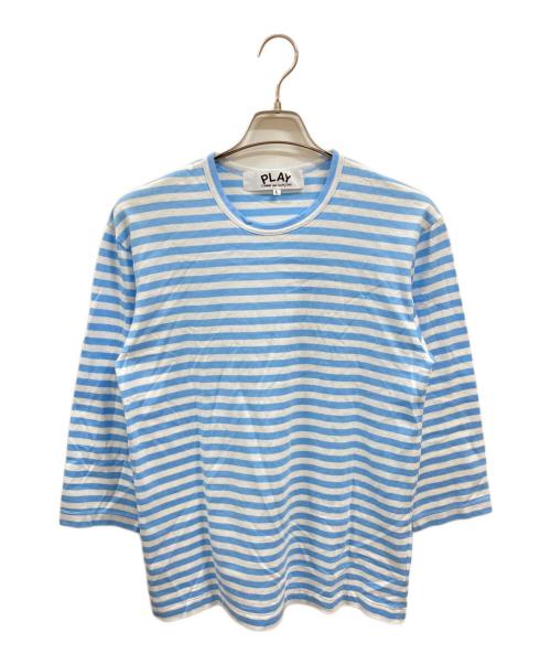 PLAY COMME des GARCONS（プレイコムデギャルソン）PLAY COMME des GARCONS (プレイコムデギャルソン) Striped L/S T-Shirt　プレイコムデギャルソン　AZ-T278　AD2020 ホワイト×ブルー サイズ:Ｌの古着・服飾アイテム