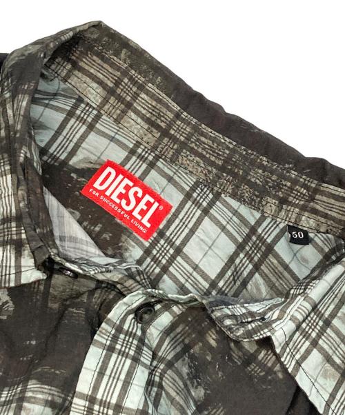DIESEL（ディーゼル）DIESEL (ディーゼル) S-Umbe-Ssl-Globe Shirt/ディーゼル/A10513 ブルー×ブラック サイズ:SIZE50の古着・服飾アイテム