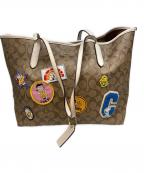 COACH×PEANUTSコーチ×ピーナッツ）の古着「コーティングキャンバスシグネチャートートバッグ」｜ブラウン×ホワイト