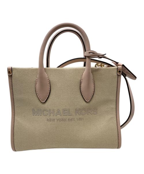 MICHAEL KORS（マイケル・コース）MICHAEL KORS (マイケル・コース) 2WAYバッグ ベージュ×ピンクの古着・服飾アイテム