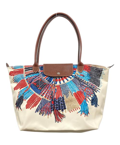 LONGCHAMP（ロンシャン）LONGCHAMP (ロンシャン) 舟形トートバッグ　ロンシャン　ル プリアージュ コリエ マサイ アイボリーの古着・服飾アイテム