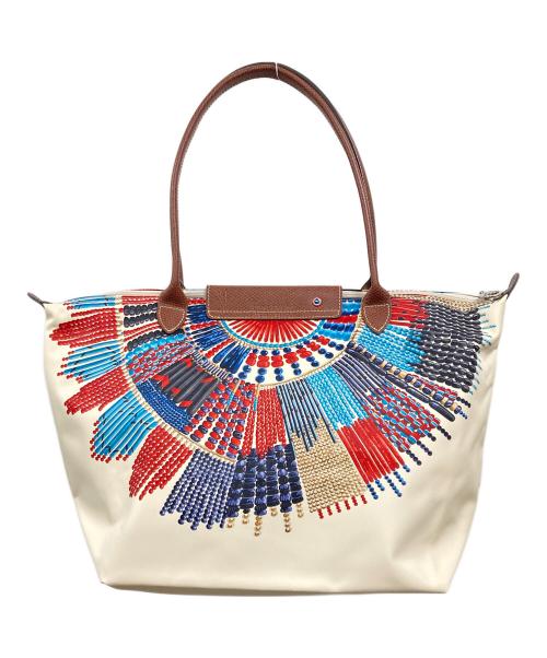 LONGCHAMP（ロンシャン）LONGCHAMP (ロンシャン) 舟形トートバッグ　ロンシャン　ル プリアージュ コリエ マサイ アイボリーの古着・服飾アイテム