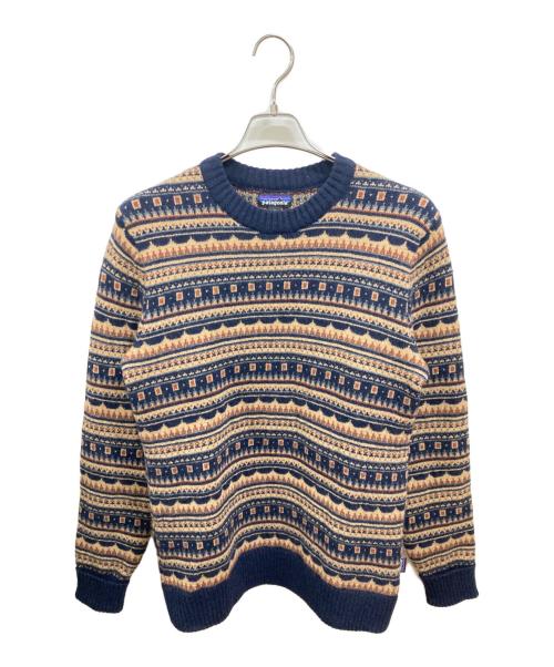 Patagonia（パタゴニア）Patagonia (パタゴニア) リサイクル・ウールブレンド・セーター　パタゴニア　50655 ブラウン×ネイビー サイズ:Sの古着・服飾アイテム