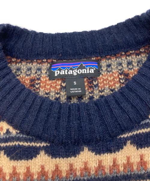 Patagonia（パタゴニア）Patagonia (パタゴニア) リサイクル・ウールブレンド・セーター　パタゴニア　50655 ブラウン×ネイビー サイズ:Sの古着・服飾アイテム