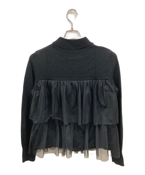 BLUE LABEL CRESTBRIDGE（ブルーレーベルクレストブリッジ）BLUE LABEL CRESTBRIDGE (ブルーレーベルクレストブリッジ) ティアードチュールニット　ブルーレーベルクレストブリッジ　55N20-454-09 グレー×ブラック サイズ:38の古着・服飾アイテム