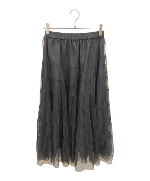 BLUE LABEL CRESTBRIDGE（ブルーレーベルクレストブリッジ）BLUE LABEL CRESTBRIDGE (ブルーレーベルクレストブリッジ) ソフトチュールティアードスカート　ブルーレーベルクレストブリッジ ブラック サイズ:38の古着・服飾アイテム