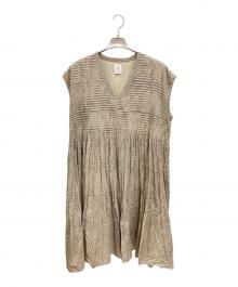 maison de soil（メゾンドソイル）の古着「ノースリーブコットンワンピース　メゾンドソイル」｜ベージュ