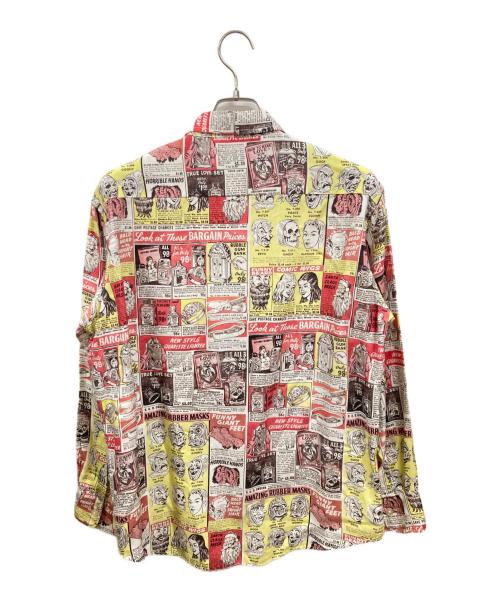 Thee Hysteric XXX（ジィ ヒステリックトリプルエックス）Thee Hysteric XXX (ジィ ヒステリックトリプルエックス) FETISH FLYER柄 レギュラーカラーシャツ　ジィ ヒステリックトリプルエックス　06223AH03　 レッド×イエロー サイズ:Sの古着・服飾アイテム