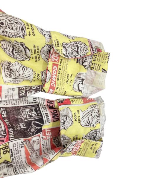 Thee Hysteric XXX（ジィ ヒステリックトリプルエックス）Thee Hysteric XXX (ジィ ヒステリックトリプルエックス) FETISH FLYER柄 レギュラーカラーシャツ　ジィ ヒステリックトリプルエックス　06223AH03　 レッド×イエロー サイズ:Sの古着・服飾アイテム