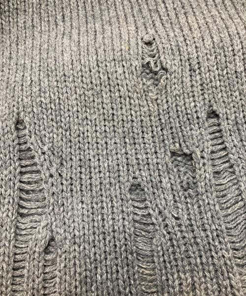 COMME des GARCONS HOMME PLUS（コムデギャルソンオムプリュス）COMME des GARCONS HOMME PLUS (コムデギャルソンオムプリュス) ダメージ加工ローゲージニット　コムデギャルソンオムプリュス　PK-N030　AD2003 グレー サイズ:不明の古着・服飾アイテム