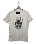 DAVID LINDWALLデイビッド・リンドウォール）の古着「LIE STOP HEREプリントTシャツ」｜ホワイト