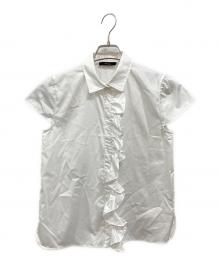 YOKO CHAN（ヨーコチャン）の古着「ハーフスリーブフロントフリルコットン ブラウス」｜ホワイト