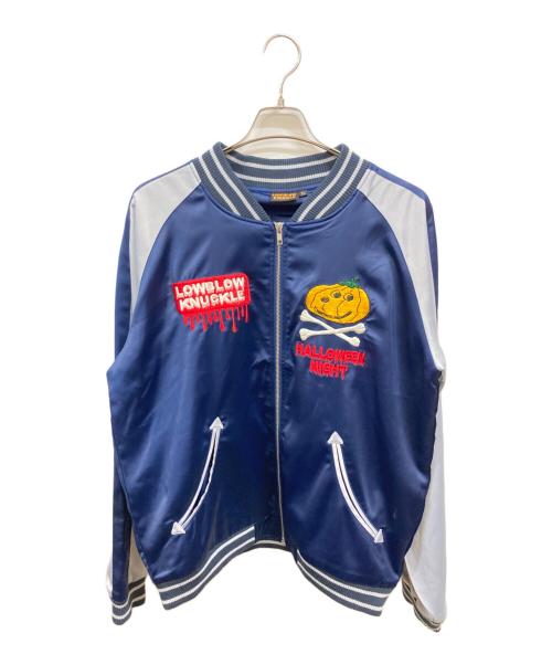 LowBlowKnuckle（ロウブロウナックル）LowBlowKnuckle (ロウブロウナックル) PEANUTS (ピーナッツ) スカジャン　　ピーナッツ　ロウブロウナックル　 ネイビー サイズ:XLの古着・服飾アイテム