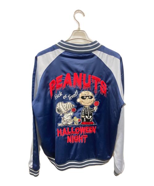 LowBlowKnuckle（ロウブロウナックル）LowBlowKnuckle (ロウブロウナックル) PEANUTS (ピーナッツ) スカジャン　　ピーナッツ　ロウブロウナックル　 ネイビー サイズ:XLの古着・服飾アイテム
