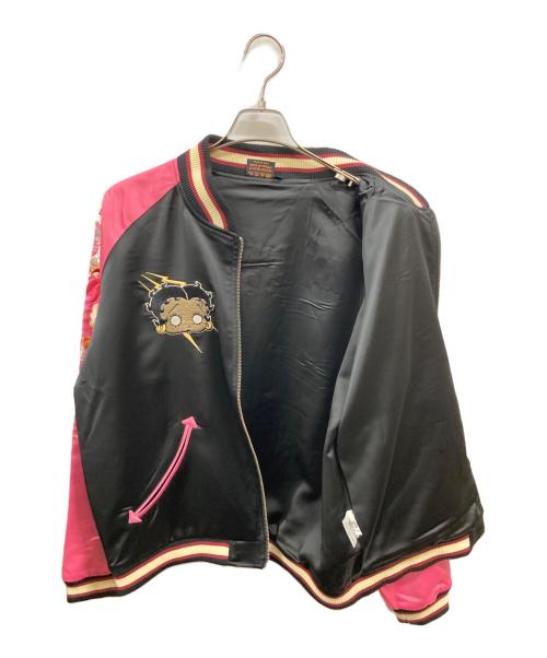 LowBlowKnuckle（ロウブロウナックル）LowBlowKnuckle (ロウブロウナックル) BETTY BOOP (ベティー・ブープ) スカジャン　ベティー・ブープ　ロウブロウナックル　 ブラック サイズ:XLの古着・服飾アイテム