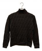 FENDIフェンディ）の古着「ズッカ柄タートルネックニット」｜ブラウン×ブラック