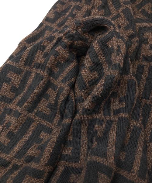 FENDI（フェンディ）FENDI (フェンディ) ズッカ柄タートルネックニット ブラウン×ブラック サイズ:42の古着・服飾アイテム