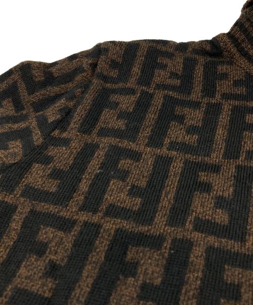 FENDI（フェンディ）FENDI (フェンディ) ズッカ柄タートルネックニット ブラウン×ブラック サイズ:42の古着・服飾アイテム