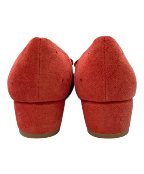 Salvatore Ferragamo（サルヴァトーレ フェラガモ）Salvatore Ferragamo (サルヴァトーレ フェラガモ) ヴァラリボン ラインストーン フラットシューズ　サルヴァトーレ フェラガモ レッド サイズ:4 1/2の古着・服飾アイテム