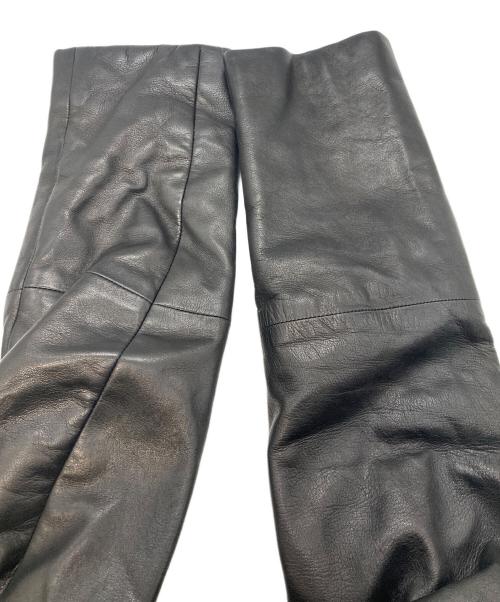 'S Max Mara（エスマックスマーラ）'S Max Mara (エスマックスマーラ) レザーフーデットコート　エスマックスマーラ ブラック サイズ:Ｍの古着・服飾アイテム