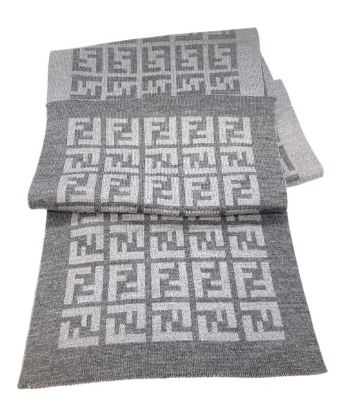 FENDI（フェンディ）FENDI (フェンディ) ズッカ柄ウールマフラー　フェンディ グレーの古着・服飾アイテム