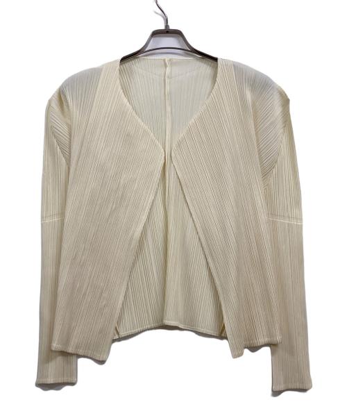 PLEATS PLEASE（プリーツプリーズ）PLEATS PLEASE (プリーツプリーズ) プリーツ加工カーディガン ホワイト サイズ:SIZE3の古着・服飾アイテム