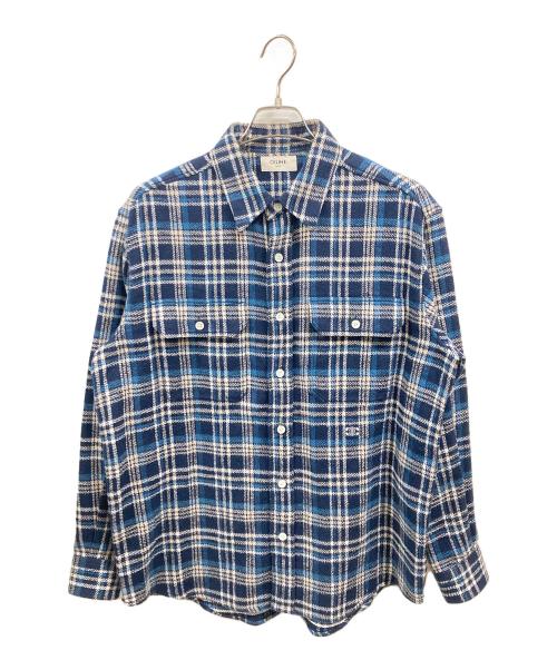 CELINE（セリーヌ）CELINE (セリーヌ) ランバージャック ルーズシャツ チェック ブルー×ホワイト サイズ:37の古着・服飾アイテム
