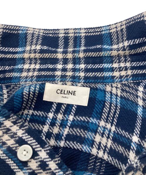 CELINE（セリーヌ）CELINE (セリーヌ) ランバージャック ルーズシャツ チェック ブルー×ホワイト サイズ:37の古着・服飾アイテム