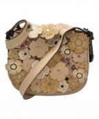 COACHコーチ）の古着「ティーローズアップリケ サドルバッグ23　コーチ　38195」｜ベージュ