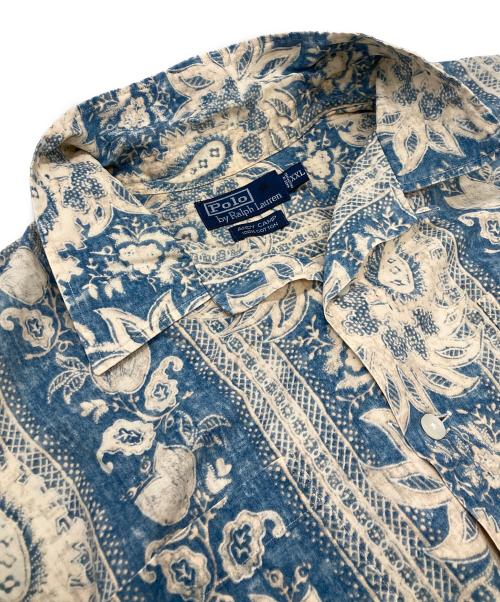 POLO RALPH LAUREN（ポロ・ラルフローレン）POLO RALPH LAUREN (ポロ・ラルフローレン) オープンカラーシャツ ブルー×アイボリー サイズ:XXLの古着・服飾アイテム