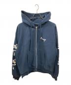 stussyステューシー）の古着「PARADISE LOST ZIP HOODIE」｜ネイビー