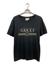 GUCCI（グッチ）の古着「ロゴ ウォッシュドオーバーサイズ Tシャツ」｜ブラック