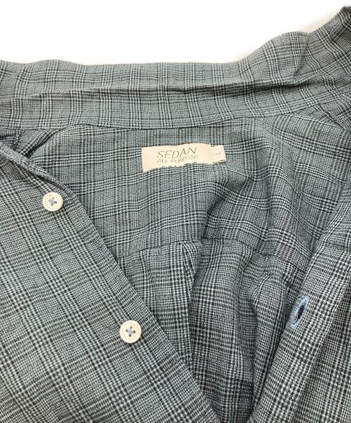 SEDAN ALL-PURPOSE（セダンオールパーパス）SEDAN ALL-PURPOSE (セダンオールパーパス) DOBBY PLAID OPEN COLLAR S/S SHIRT グリーン サイズ:Lの古着・服飾アイテム