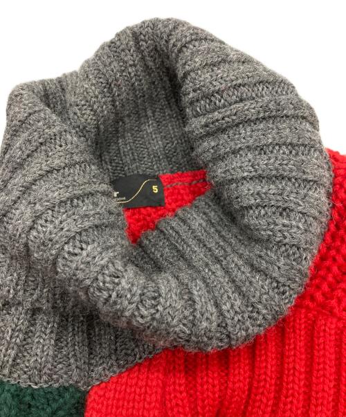 KOLOR（カラー）KOLOR (カラー) ボリュームミックスウール タートルネックニット レッド×グレー サイズ:5の古着・服飾アイテム