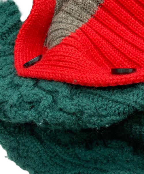 KOLOR（カラー）KOLOR (カラー) ボリュームミックスウール タートルネックニット レッド×グレー サイズ:5の古着・服飾アイテム