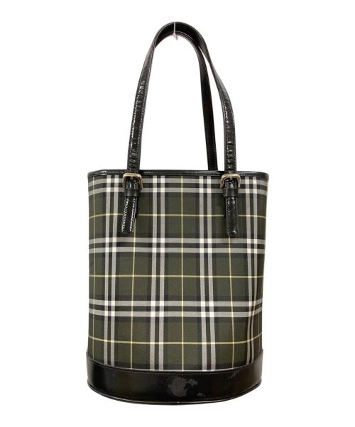 BURBERRY BLUE LABEL（バーバリー ブルー レーベル）BURBERRY BLUE LABEL (バーバリーロンドンブルーレーベル) バケツ型トートバッグ　バーバリーロンドンブルーレーベル　BT601-475 グリーンの古着・服飾アイテム