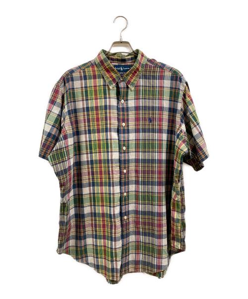 POLO RALPH LAUREN（ポロ・ラルフローレン）POLO RALPH LAUREN (ポロ・ラルフローレン) 半袖チェックBDシャツ ネイビー×グリーン サイズ:XXLの古着・服飾アイテム