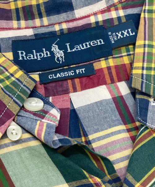 POLO RALPH LAUREN（ポロ・ラルフローレン）POLO RALPH LAUREN (ポロ・ラルフローレン) 半袖チェックBDシャツ ネイビー×グリーン サイズ:XXLの古着・服飾アイテム